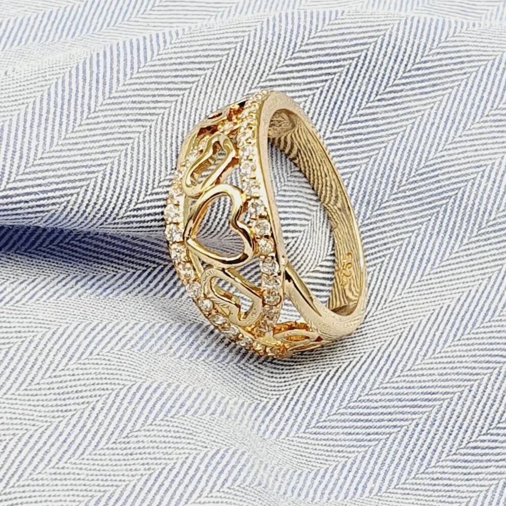 💥 Lovely Double Layer Sweet Zircon Heart Rings for Women, EVGG1305